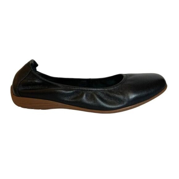 Josef Seibel Shoes - Josef Seibel Black Leather Slip On Ballet Flats